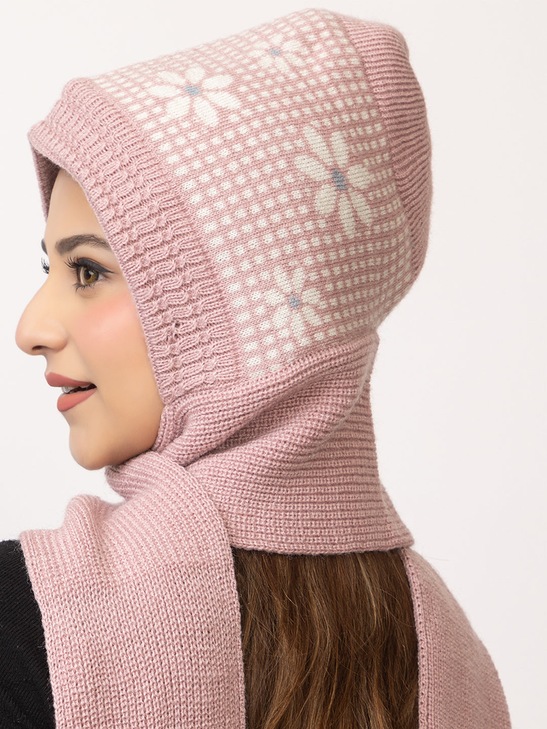 Pink flower muffler cap