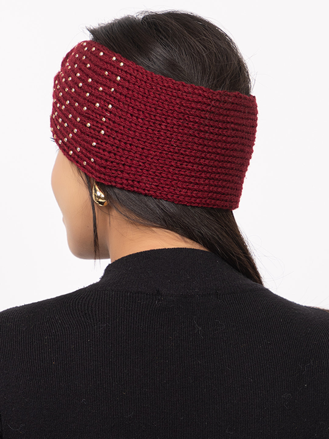 Women Mini Pearl Headband – Maroon