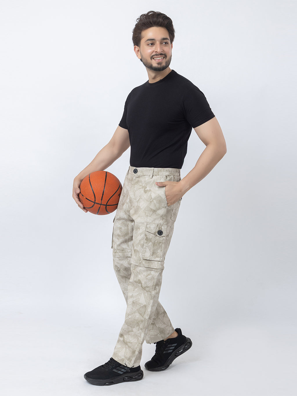 Men's 2-in-1 Camouflage Convertible Cargo Pants - Beige