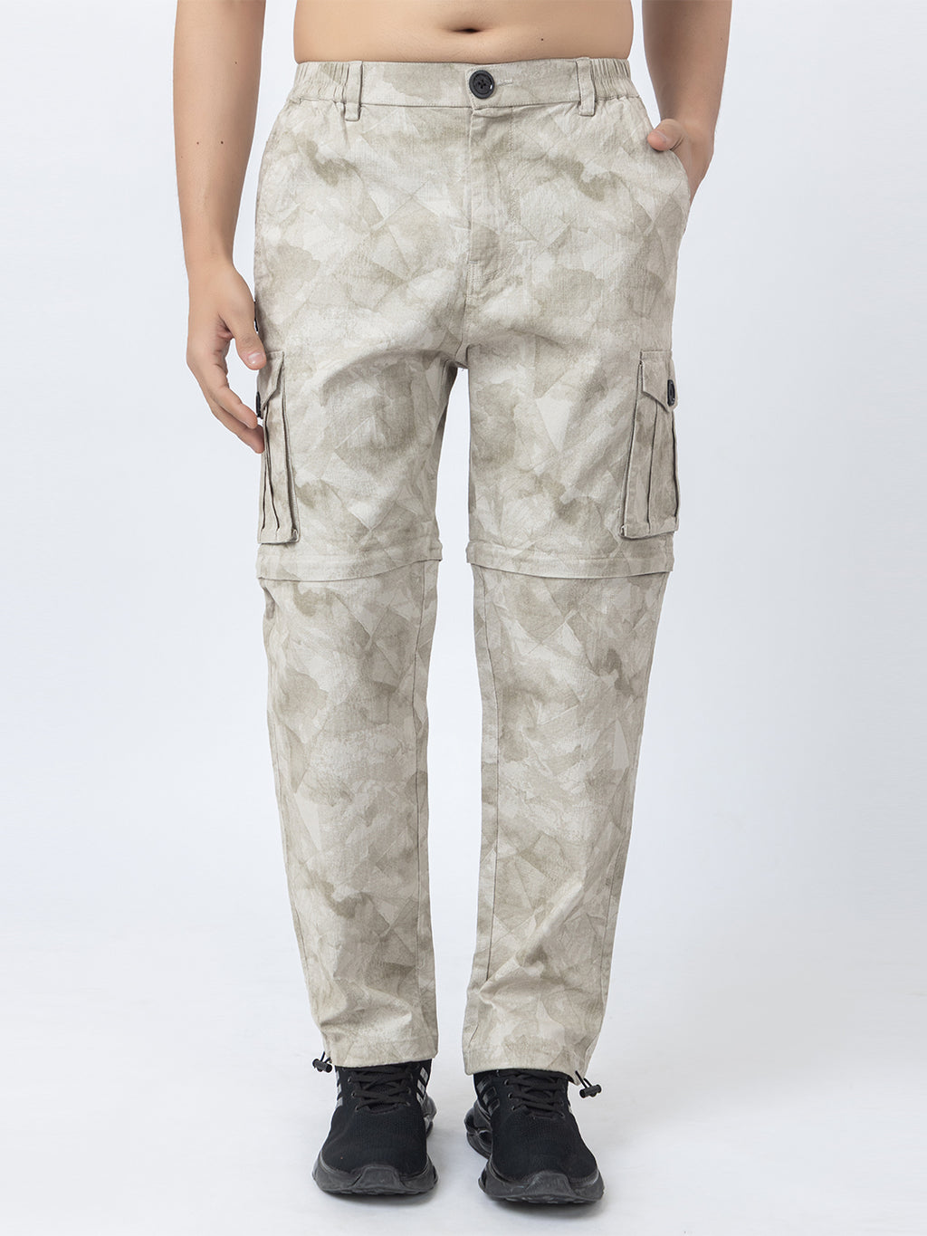 Men's 2-in-1 Camouflage Convertible Cargo Pants - Beige