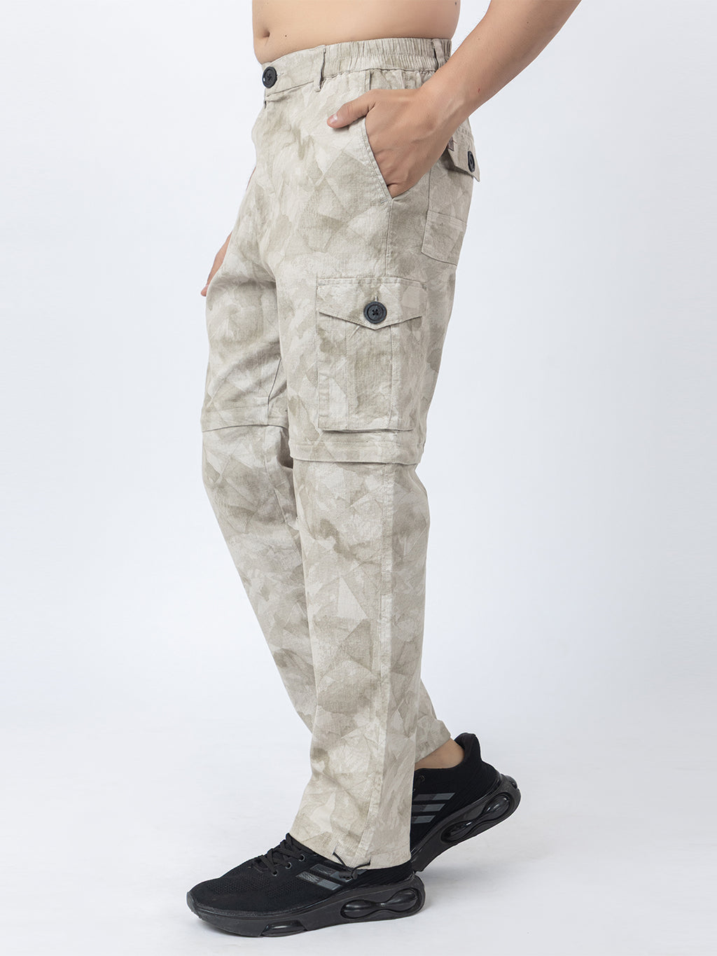 Men's 2-in-1 Camouflage Convertible Cargo Pants - Beige