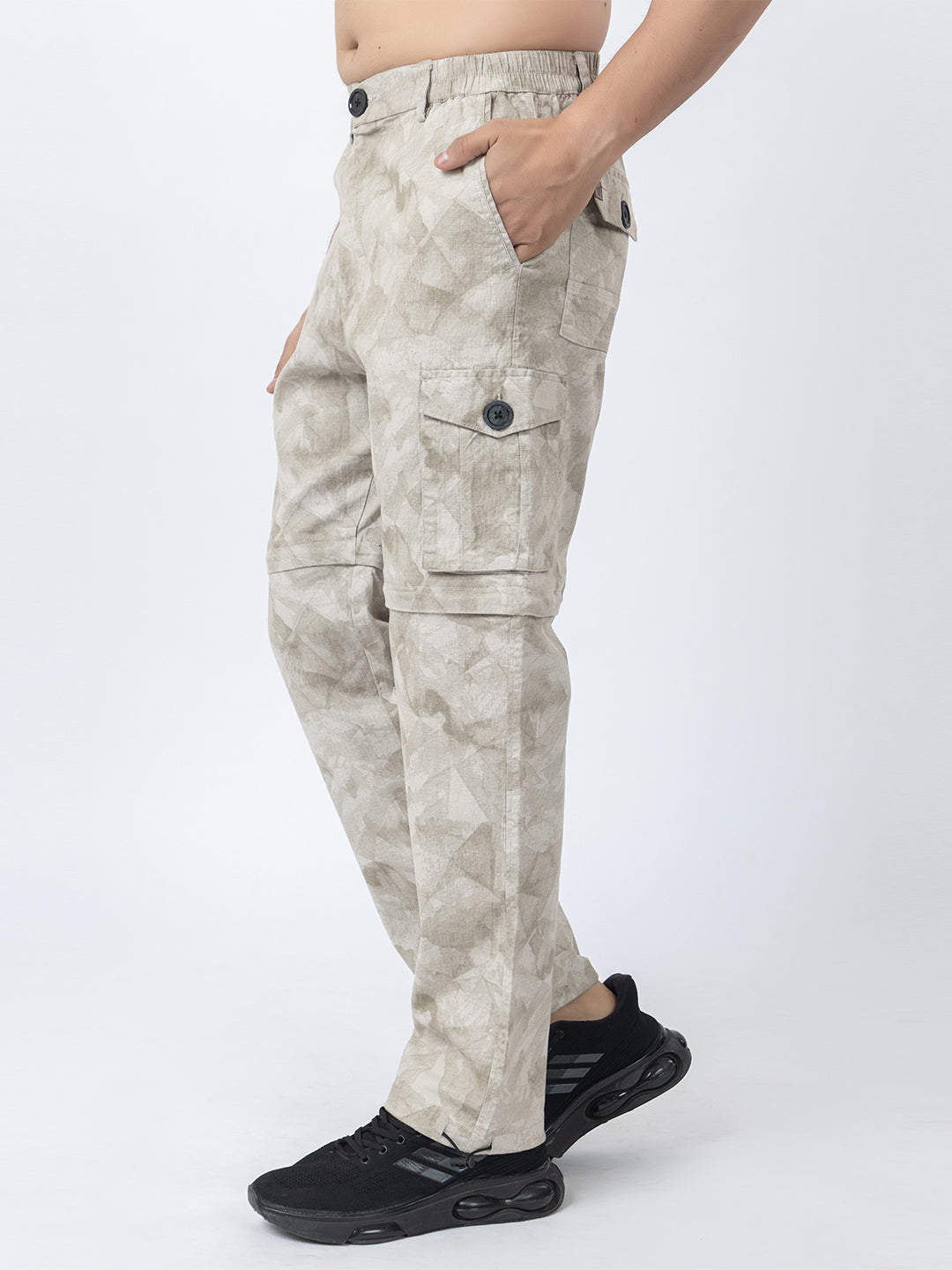 Men's 2-in-1 Camouflage Convertible Cargo Pants - Beige