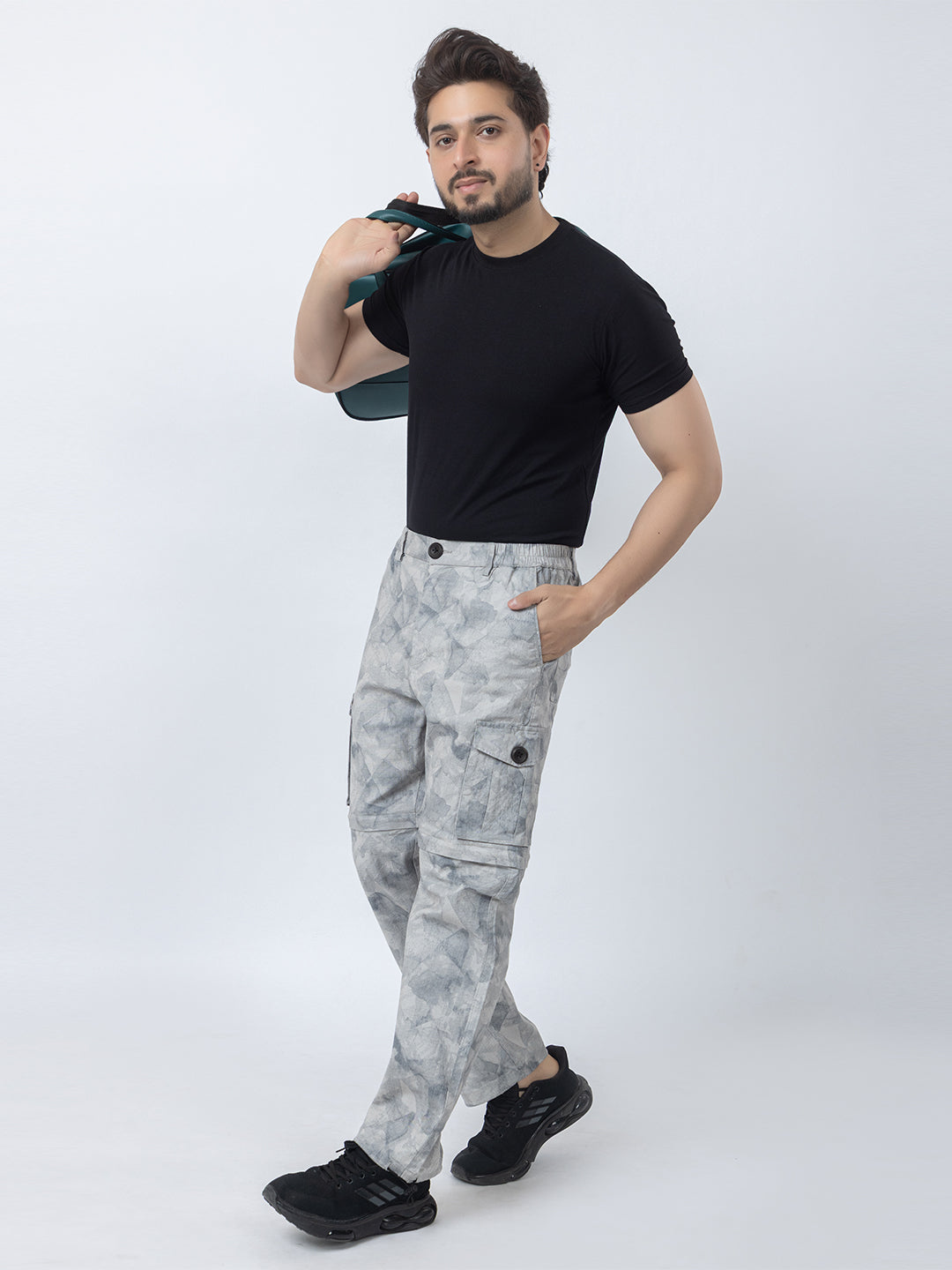 Men's 2-in-1 Camouflage Convertible Cargo Pants - Light Grey
