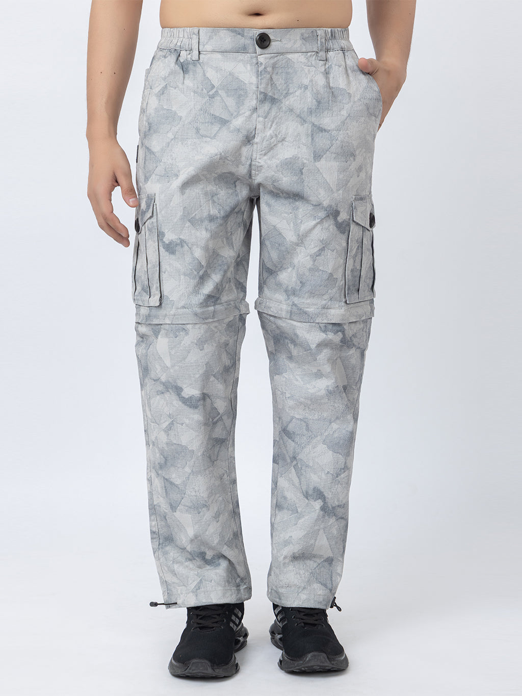 Men's 2-in-1 Camouflage Convertible Cargo Pants - Light Grey