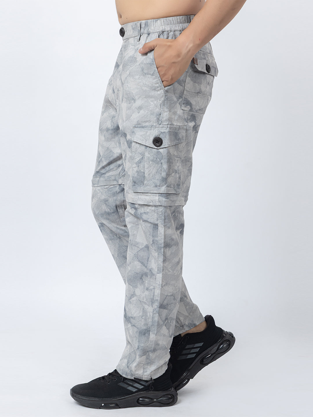 Men's 2-in-1 Camouflage Convertible Cargo Pants - Light Grey