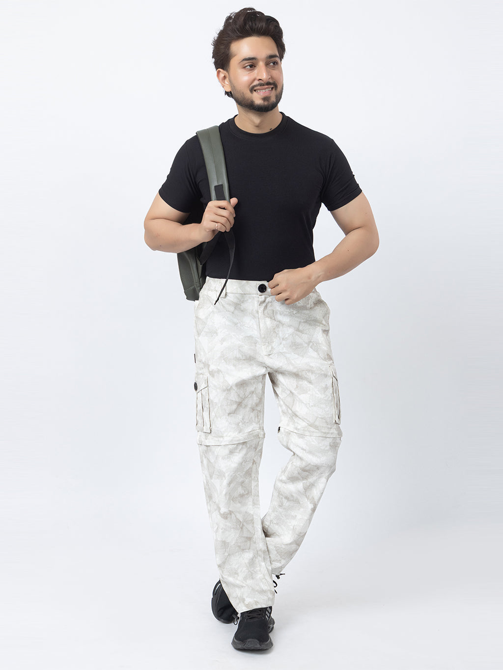 Men's 2-in-1 Camouflage Convertible Cargo Pants - Cream