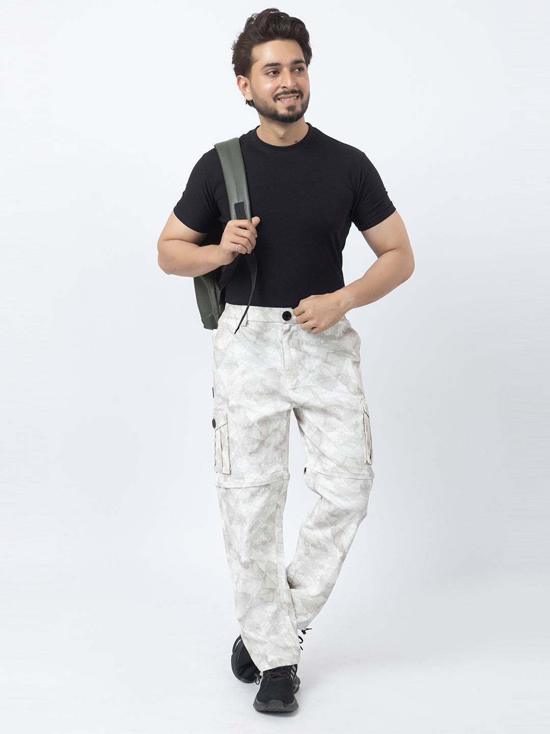 Men's 2-in-1 Camouflage Convertible Cargo Pants - Cream