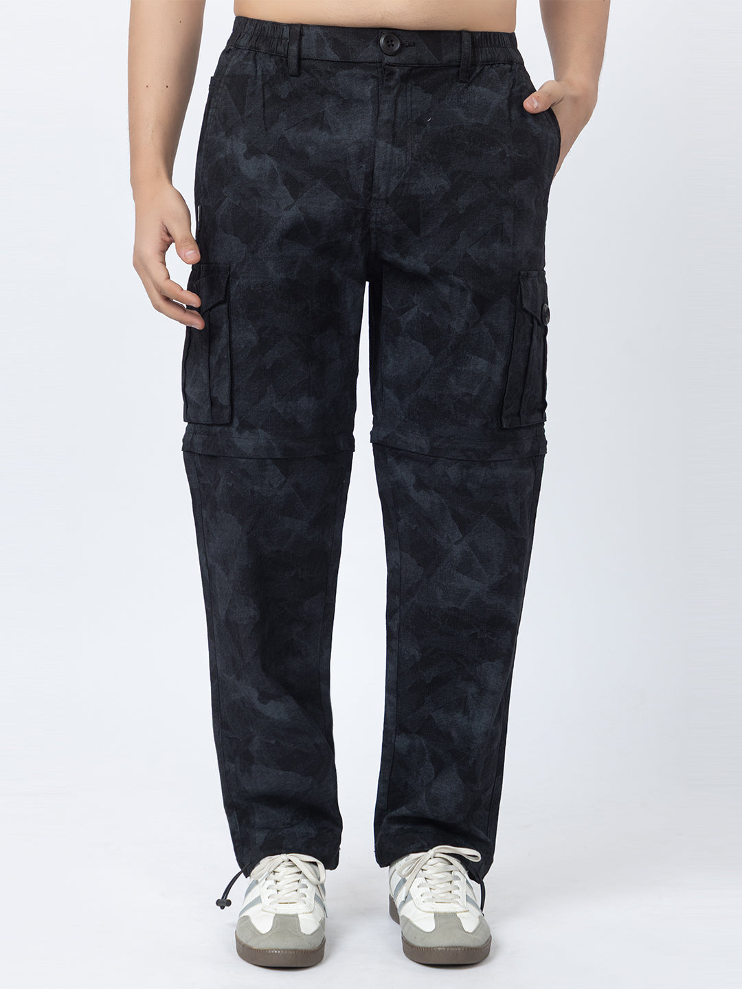 Men's 2-in-1 Camouflage Convertible Cargo Pants - Black