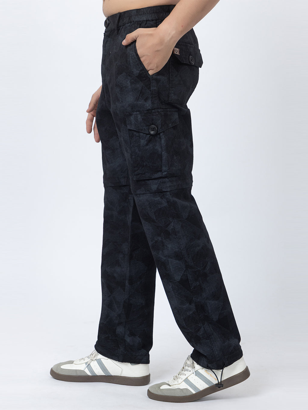 Men's 2-in-1 Camouflage Convertible Cargo Pants - Black