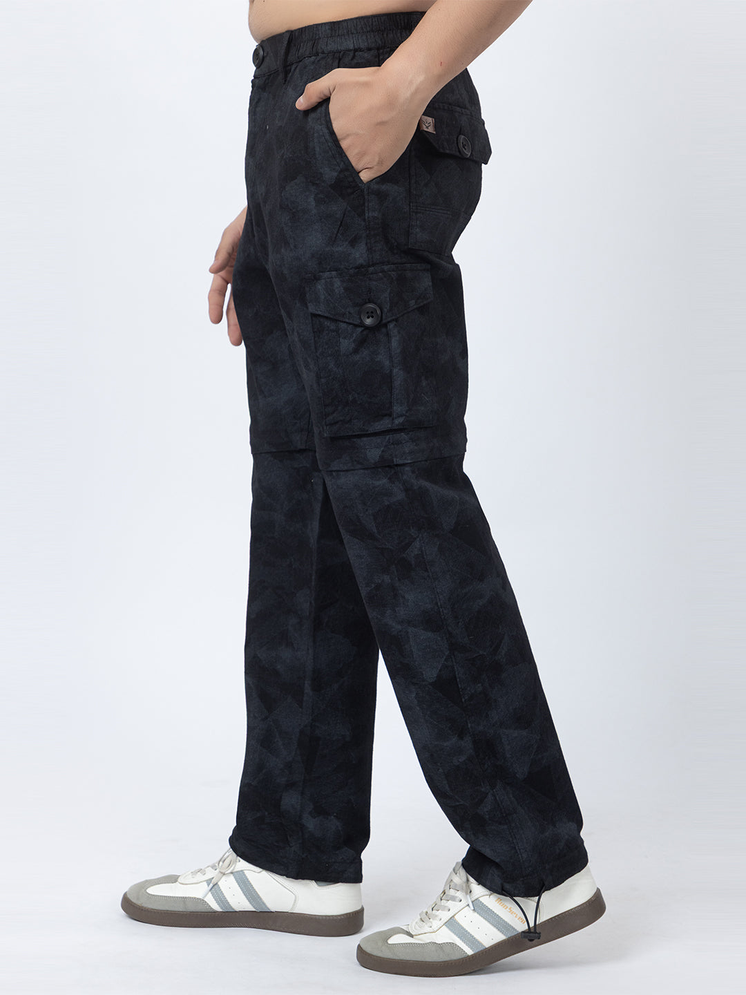 Men's 2-in-1 Camouflage Convertible Cargo Pants - Black
