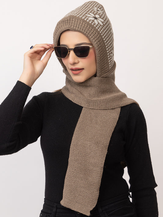 Beige flower muffler cap