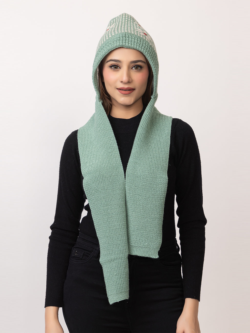 Seagreen flower muffler cap