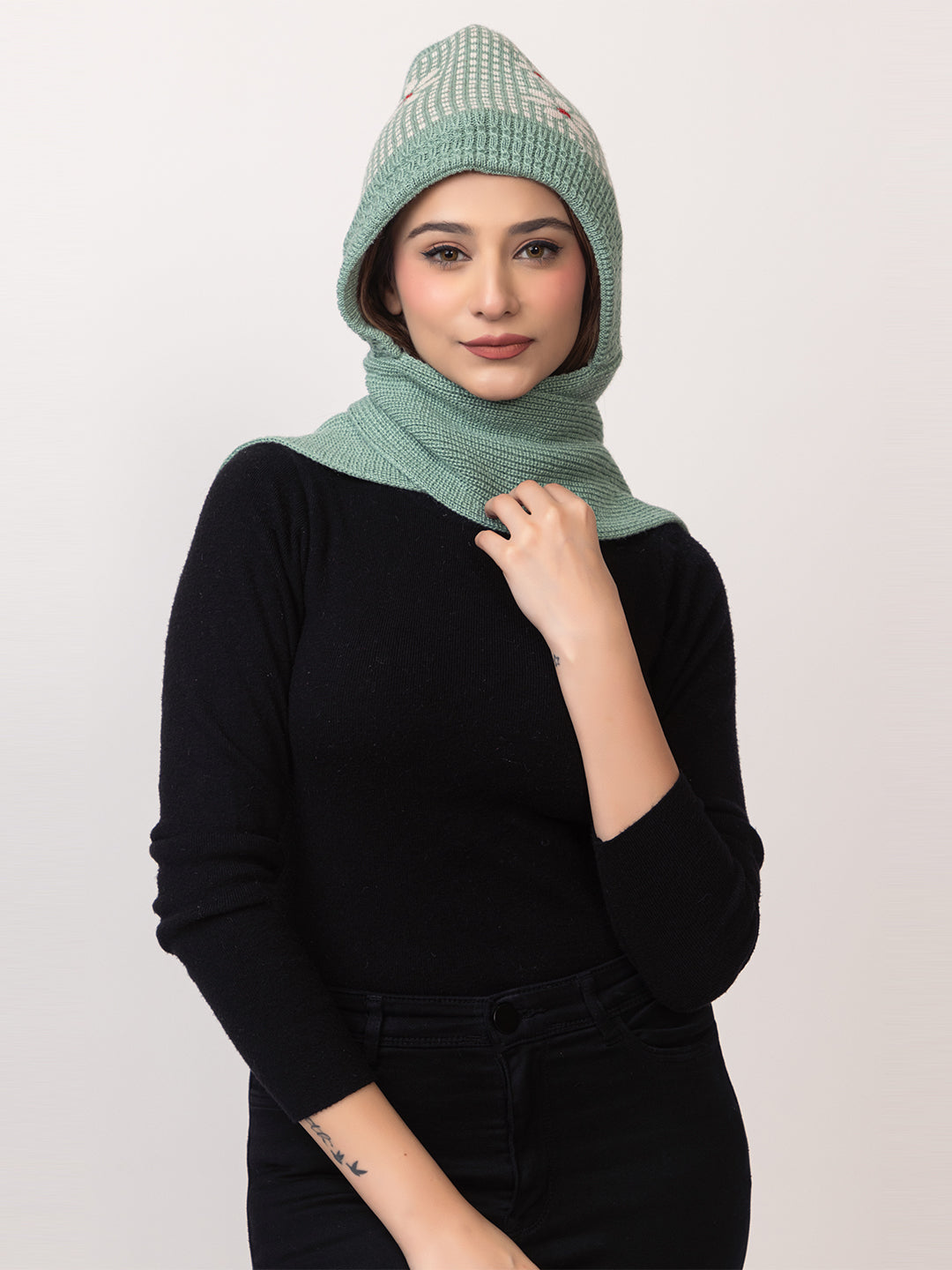 Seagreen flower muffler cap