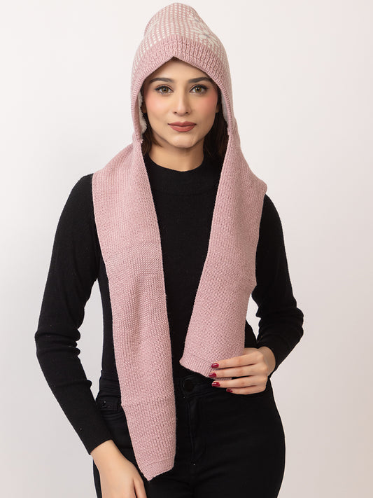 Pink flower muffler cap