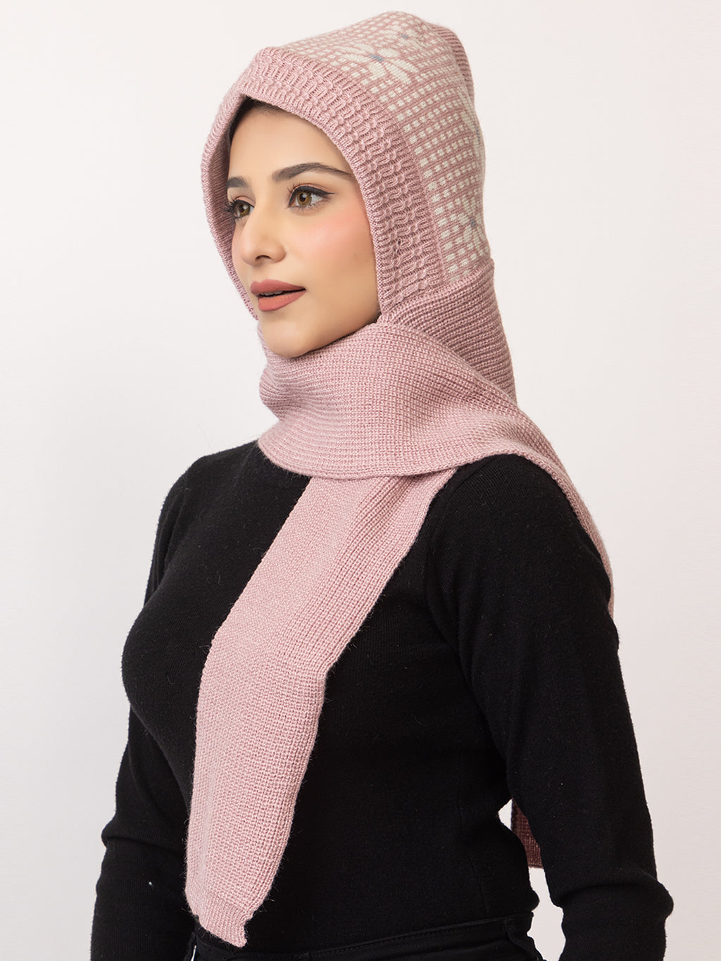 Pink flower muffler cap