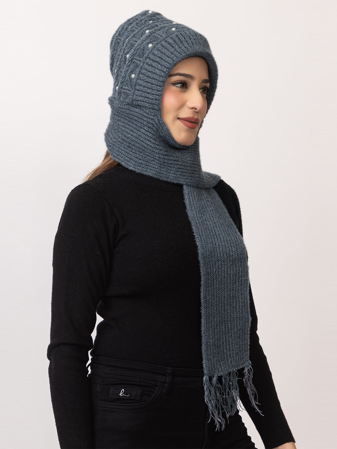 Grey moti muffler cap