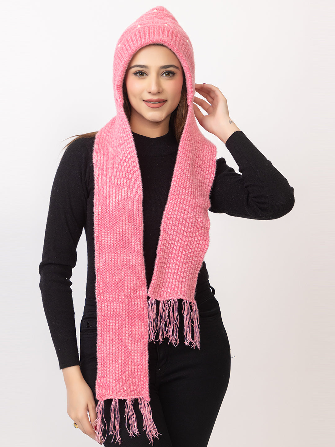 Pink moti muffler cap