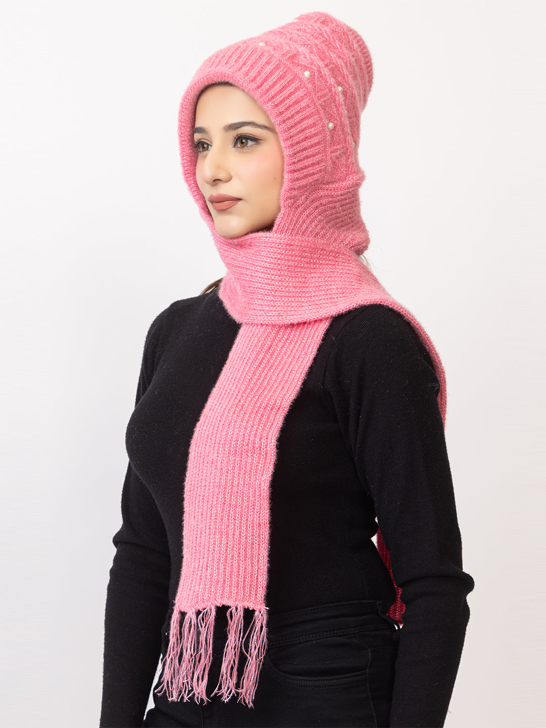 Pink moti muffler cap