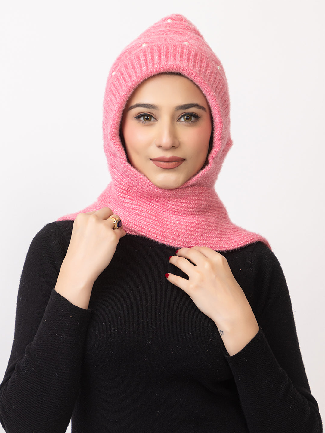 Pink moti muffler cap