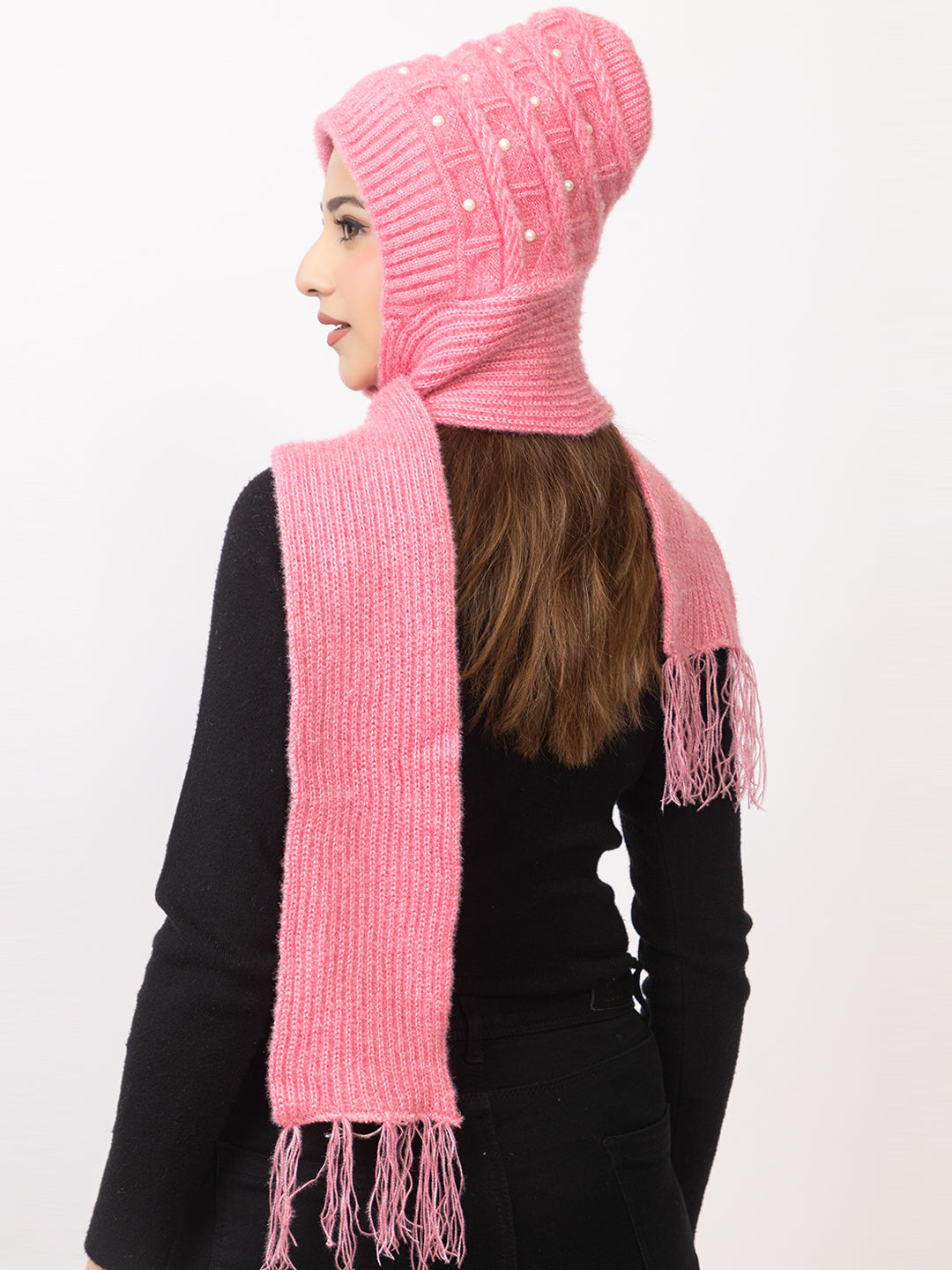 Pink moti muffler cap