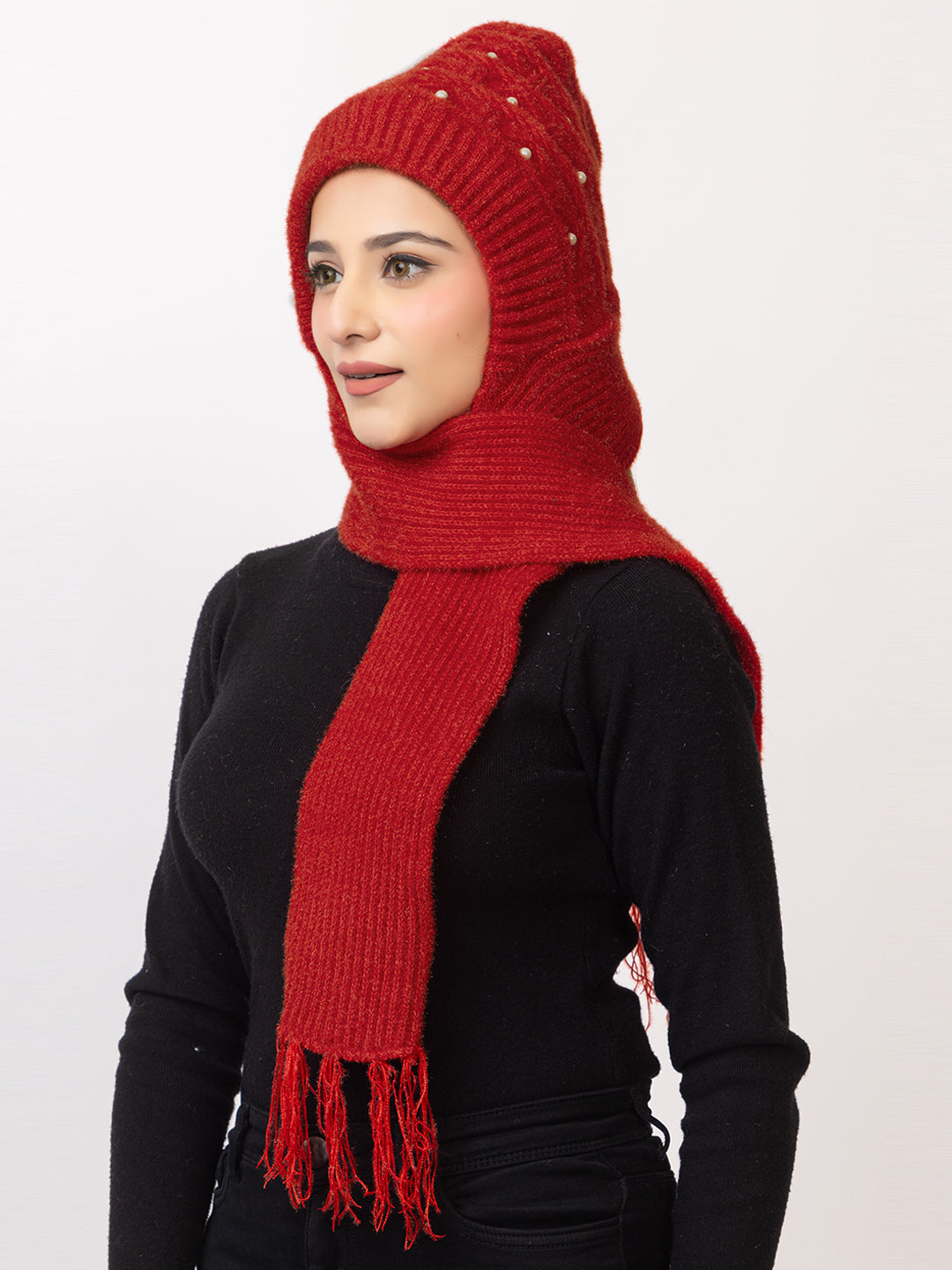 Red moti muffler cap