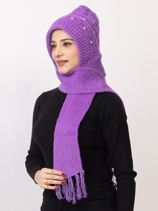 Purple moti muffler cap