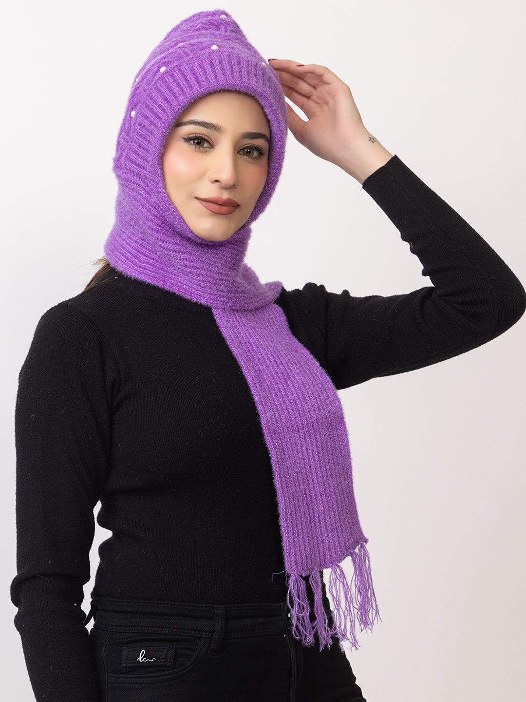 Purple moti muffler cap