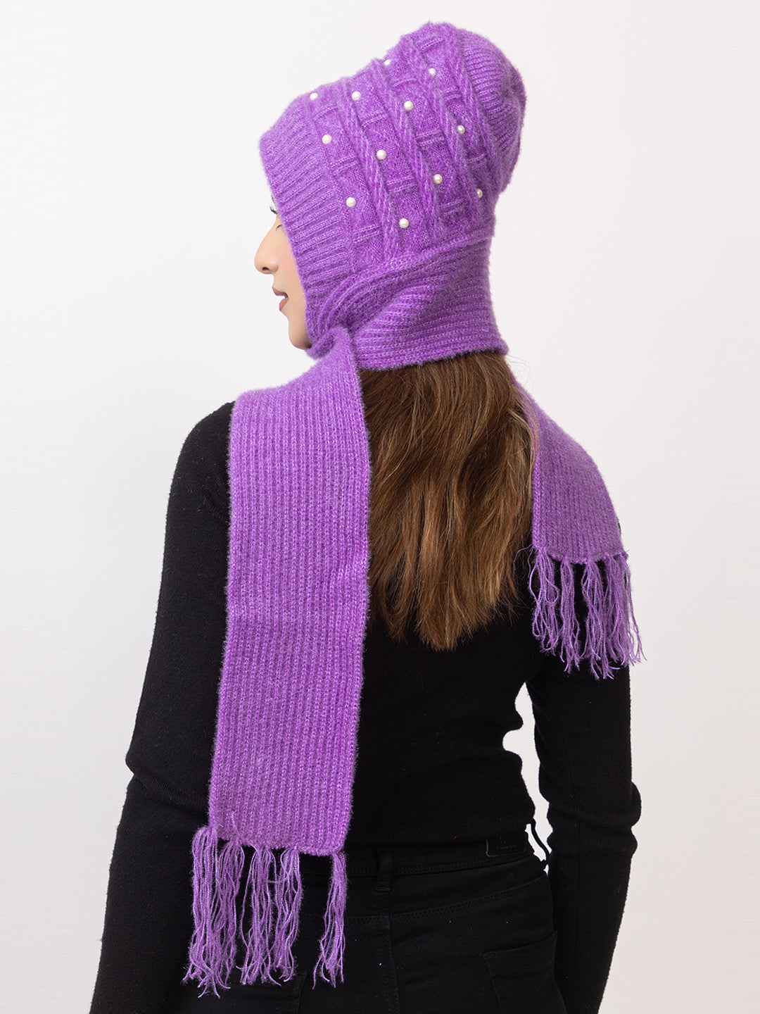 Purple moti muffler cap