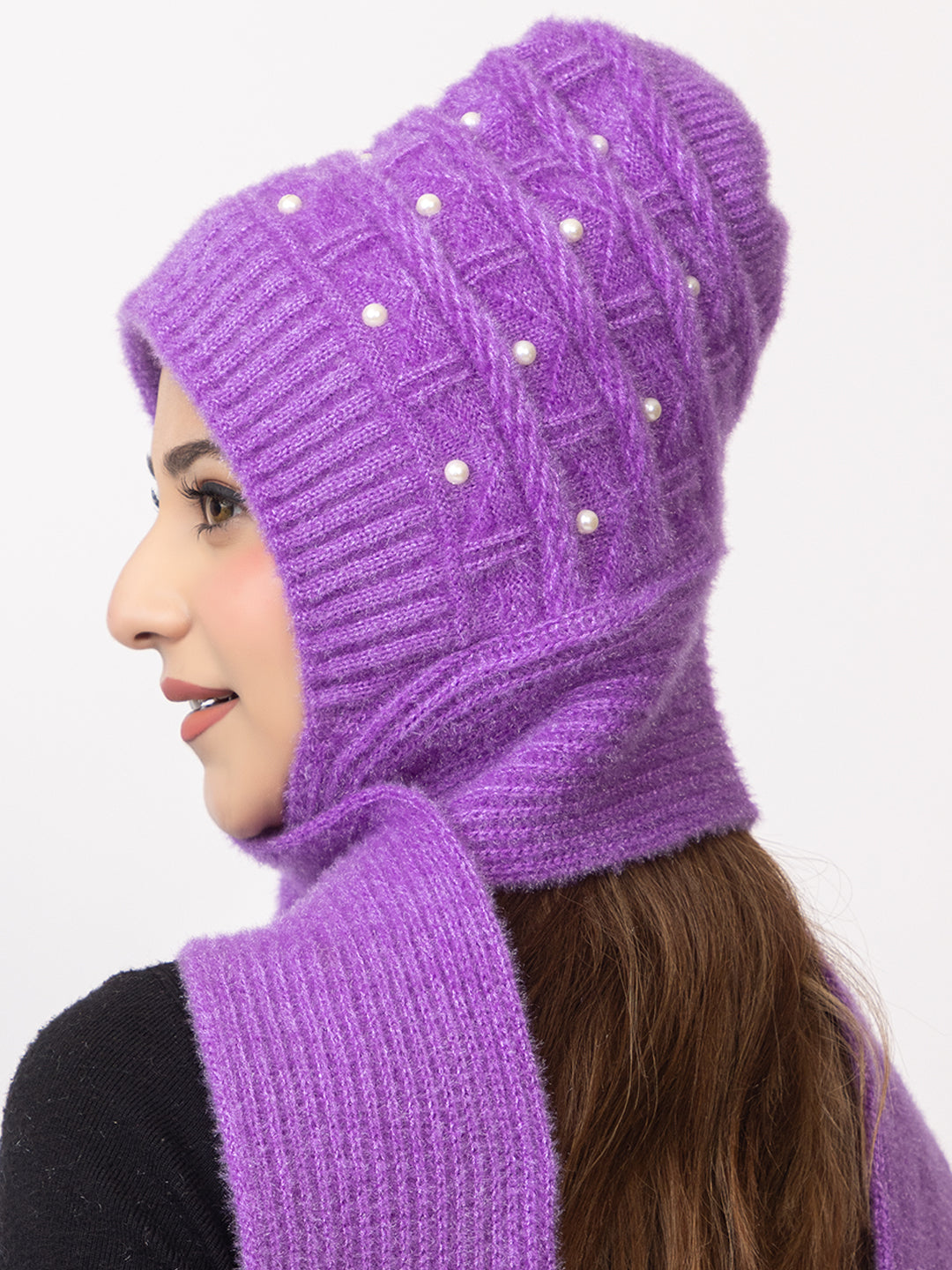 Purple moti muffler cap