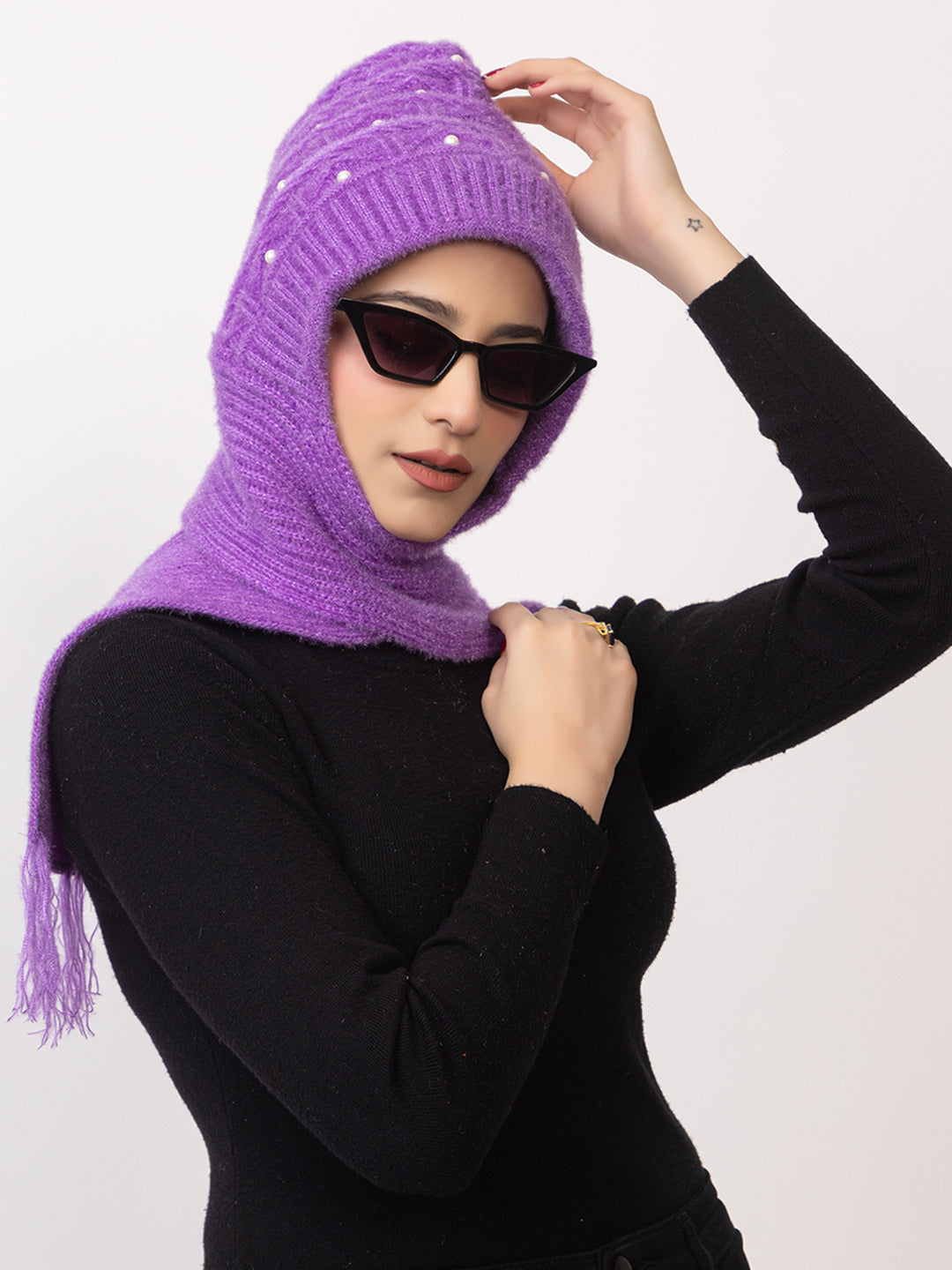 Purple moti muffler cap