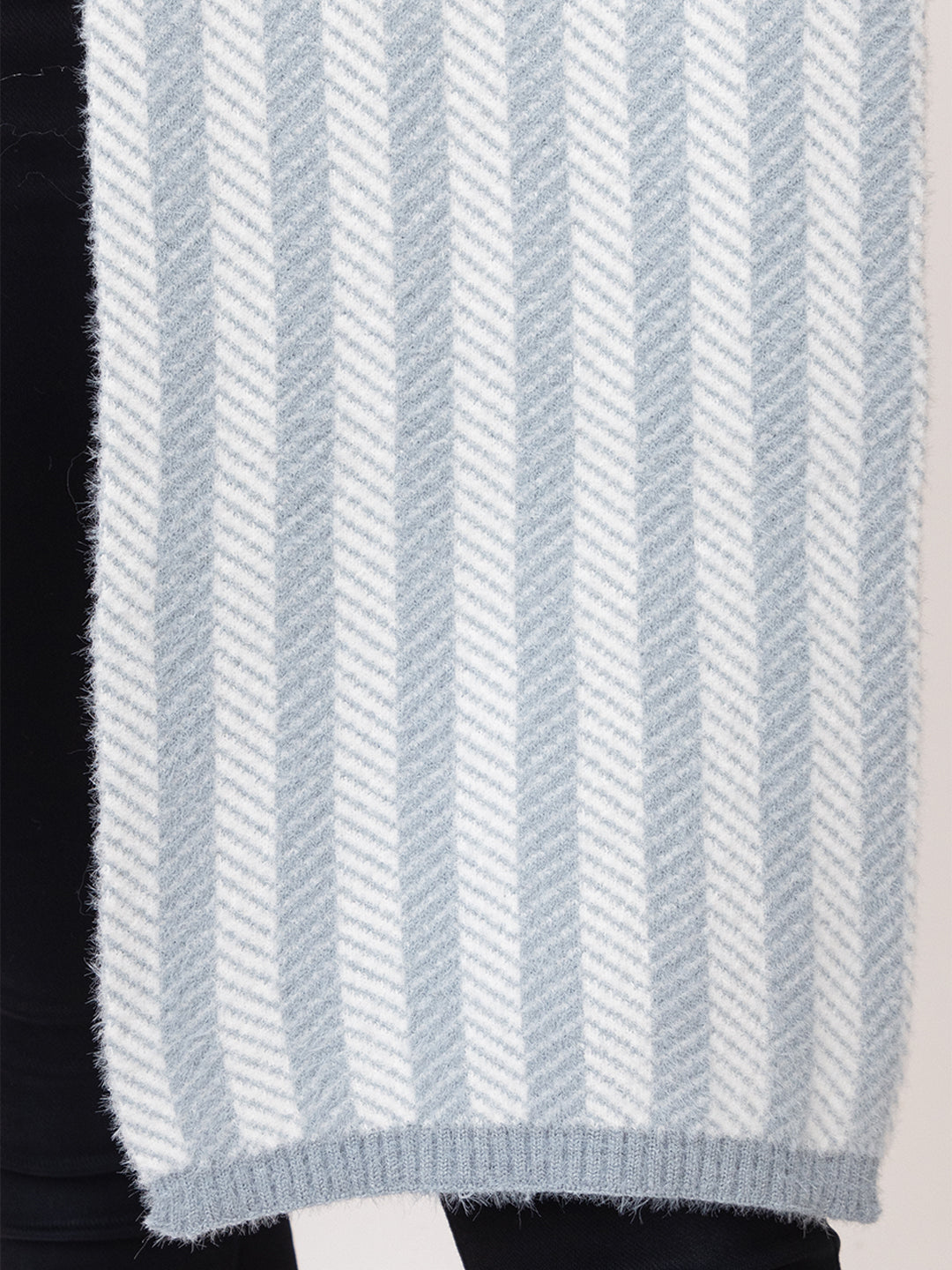 Light grey striper scarf cap combo