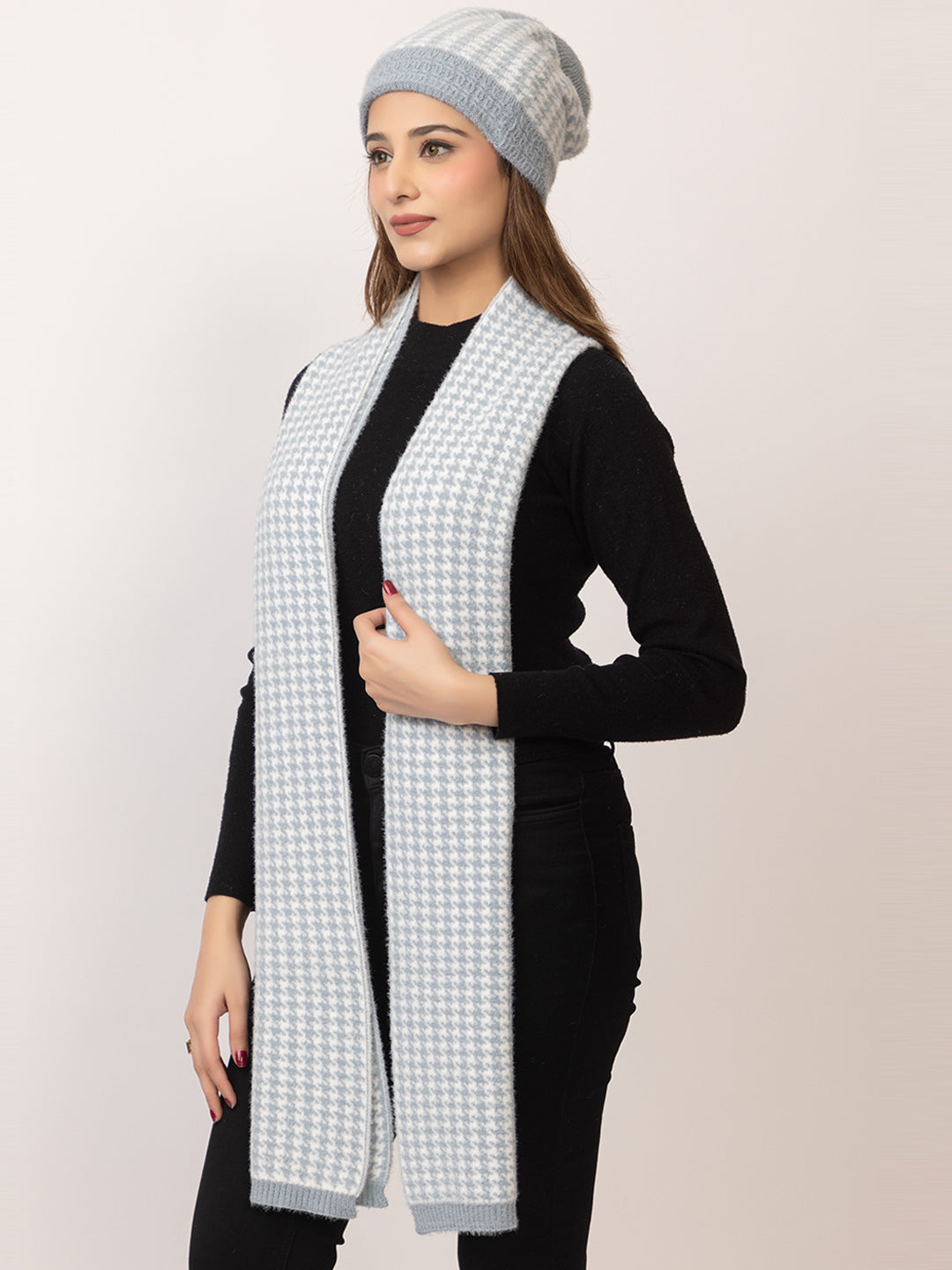 Light Grey Dots scarf cap combo