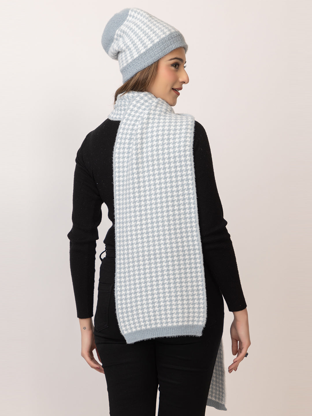 Light Grey Dots scarf cap combo