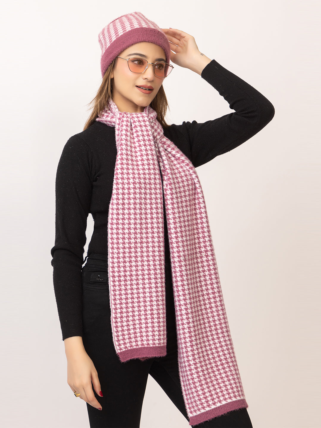 Pink Dots scarf cap combo