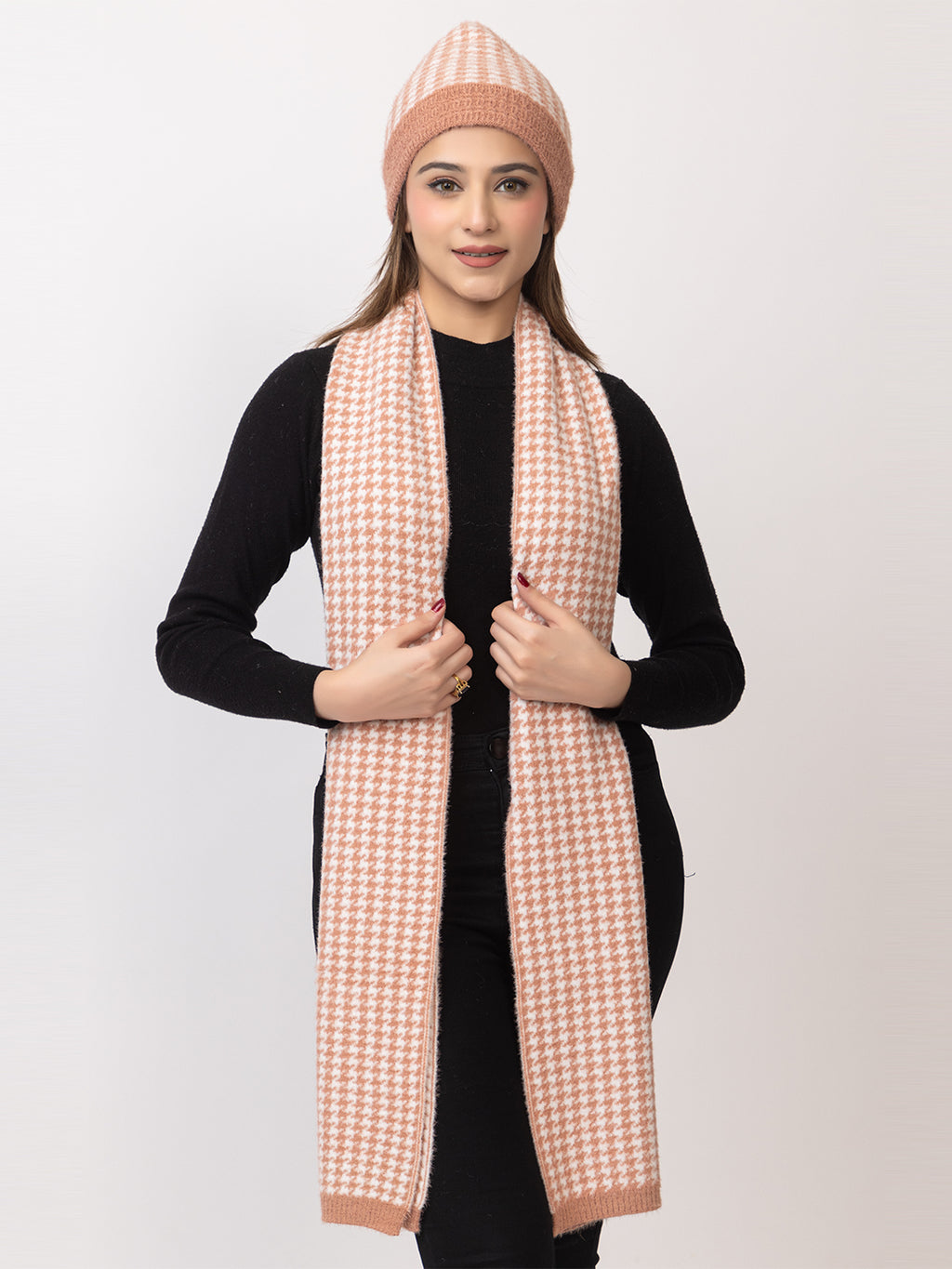Orange Dots scarf cap combo