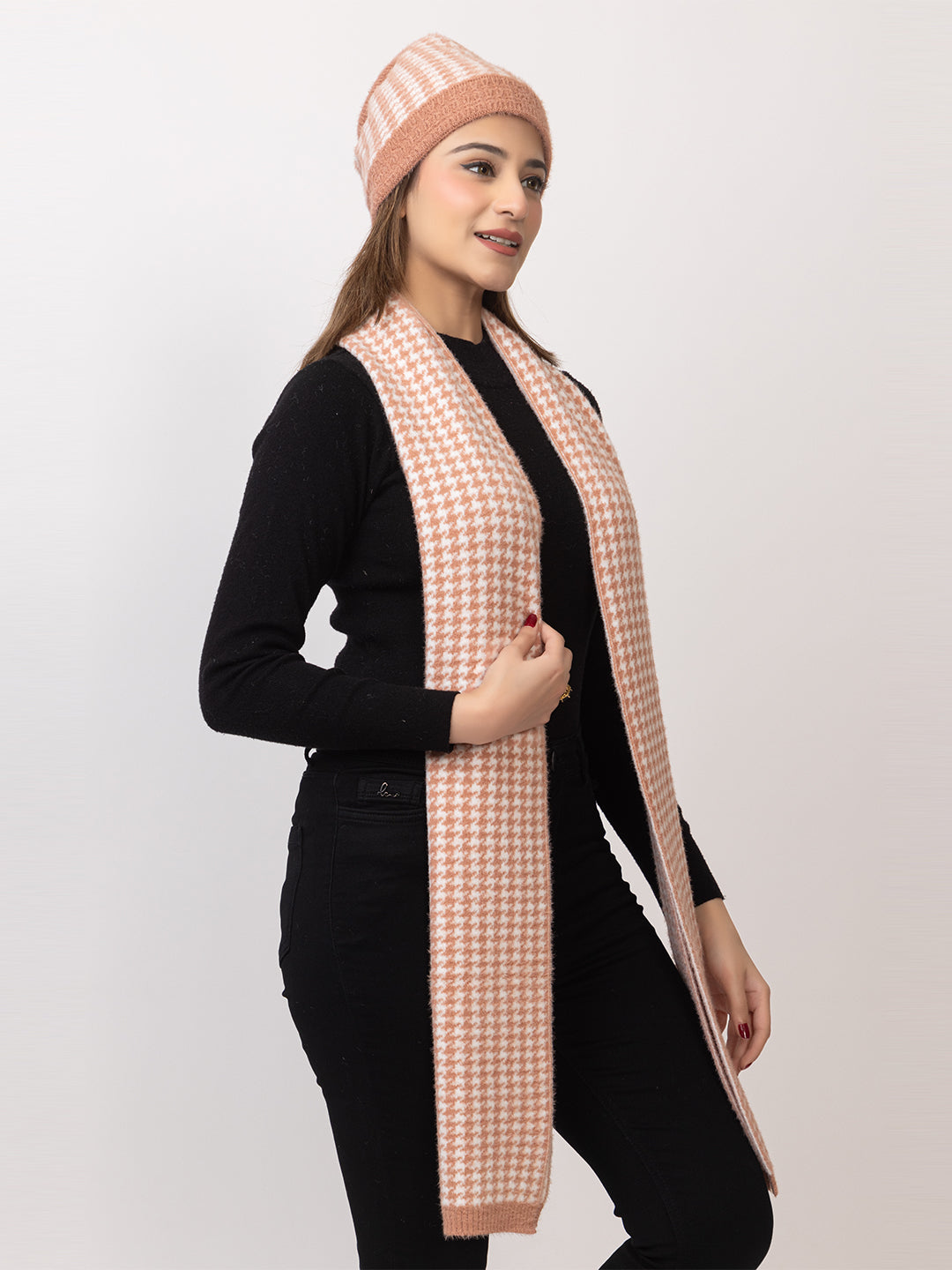 Orange Dots scarf cap combo