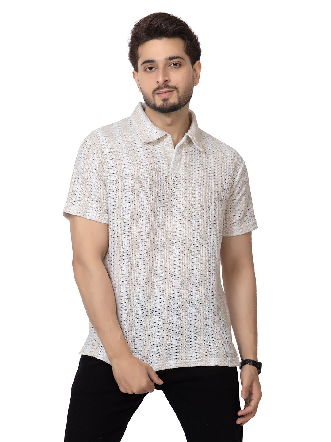 Men’s Printed Polo T-Shirt - White