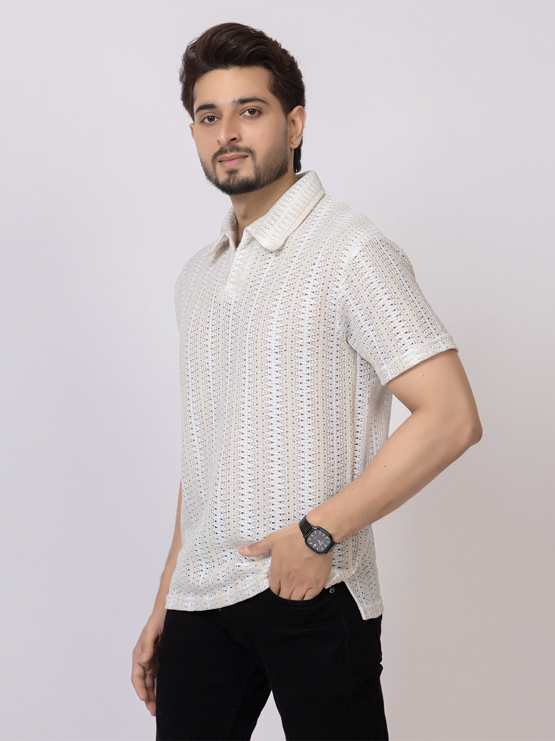 Men’s Printed Polo T-Shirt - White