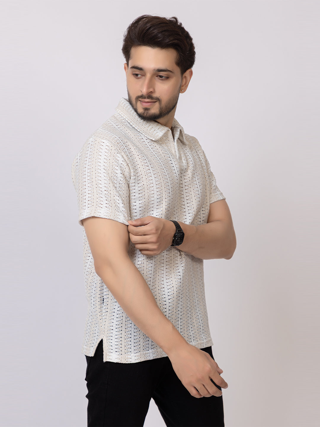 Men’s Printed Polo T-Shirt - White