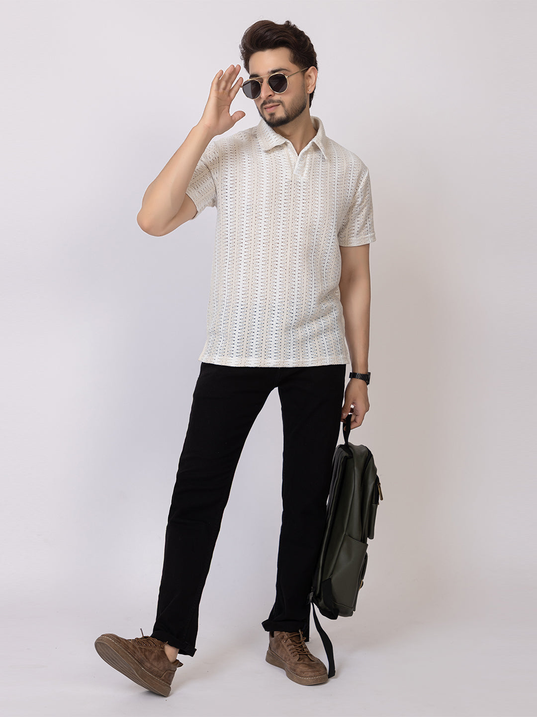 Men’s Printed Polo T-Shirt - White