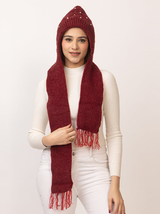 
Maroon moti muffler cap