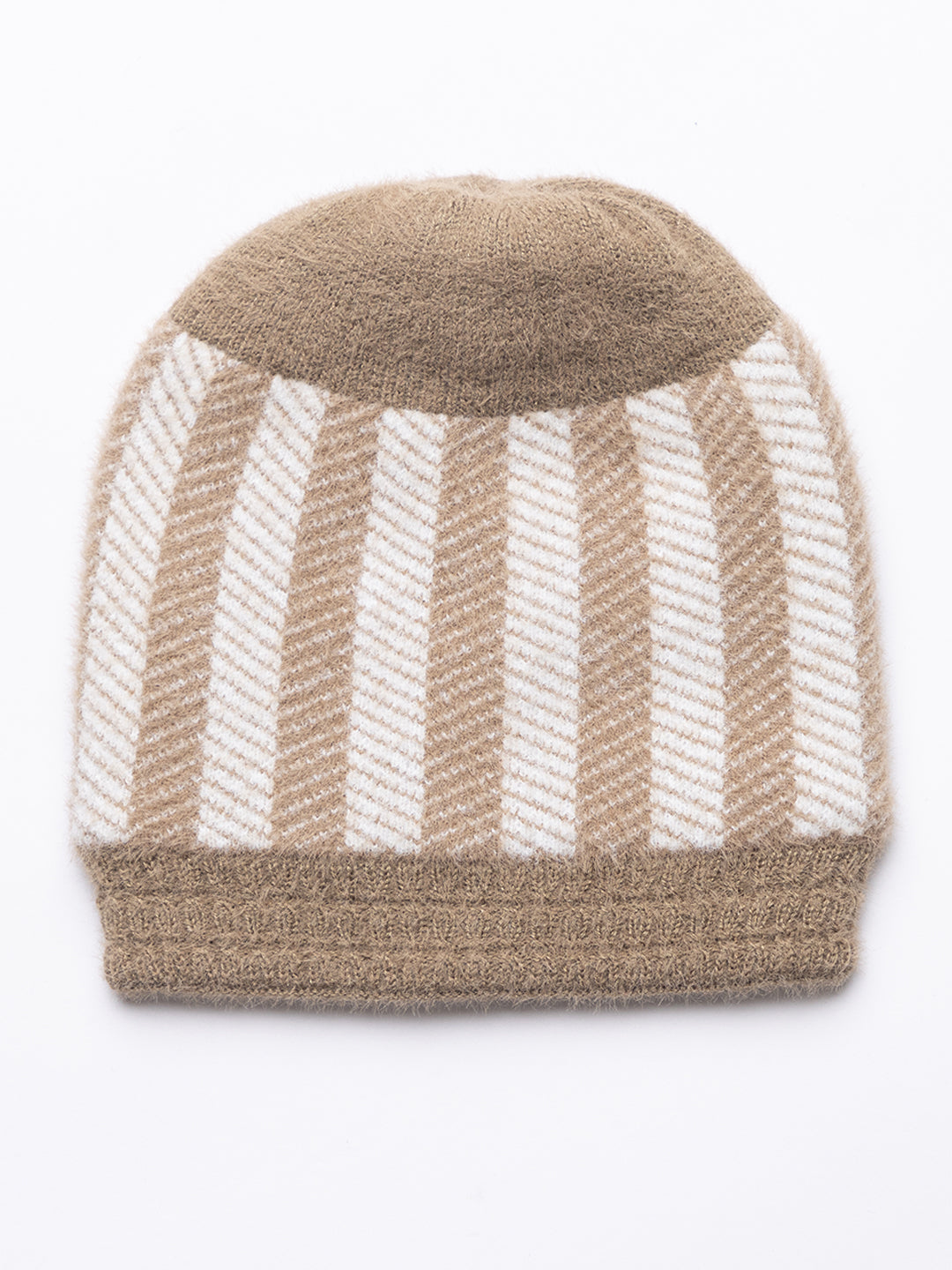 Brown striper scarf cap combo