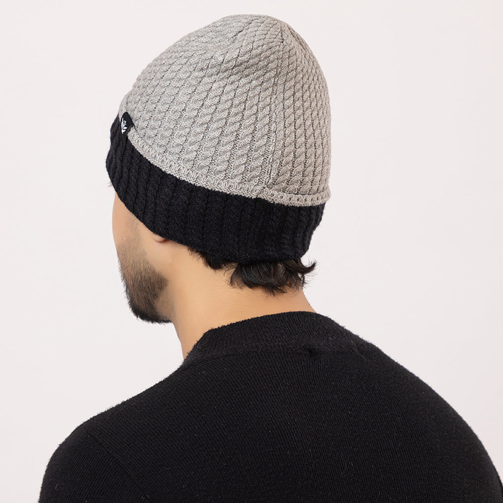 Unisex Woolen Winter Cap | Warm Knit Beanie - Grey