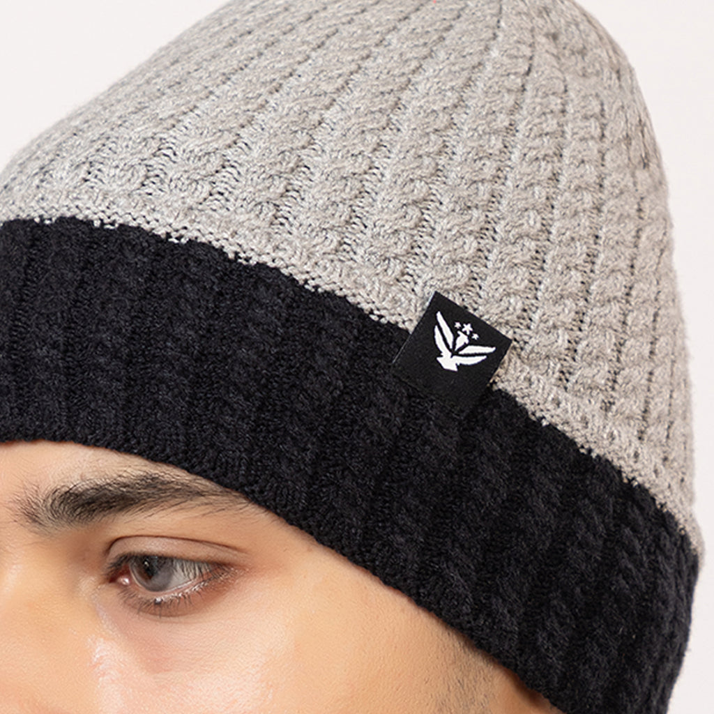 Unisex Woolen Winter Cap | Warm Knit Beanie - Grey
