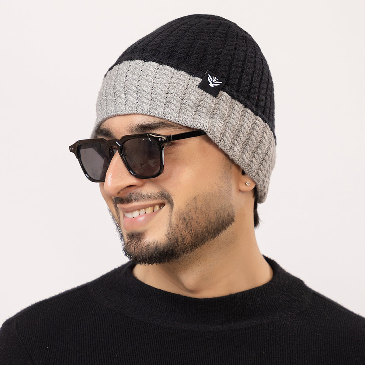 Unisex Woolen Winter Cap | Warm Knit Beanie - Black