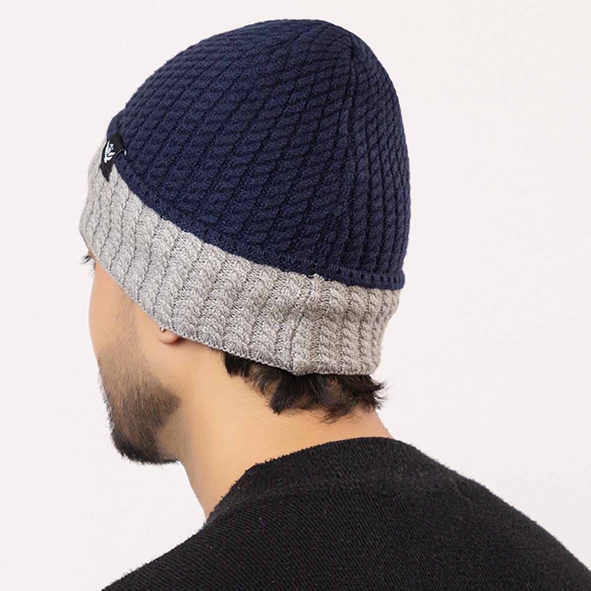 Unisex Woolen Winter Cap | Warm Knit Beanie - Dark Blue