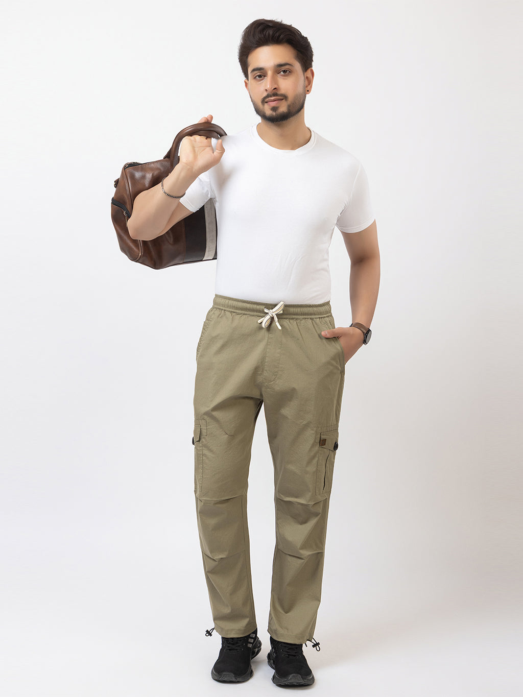 Men's Straight Fit Cargo Pants - Beige