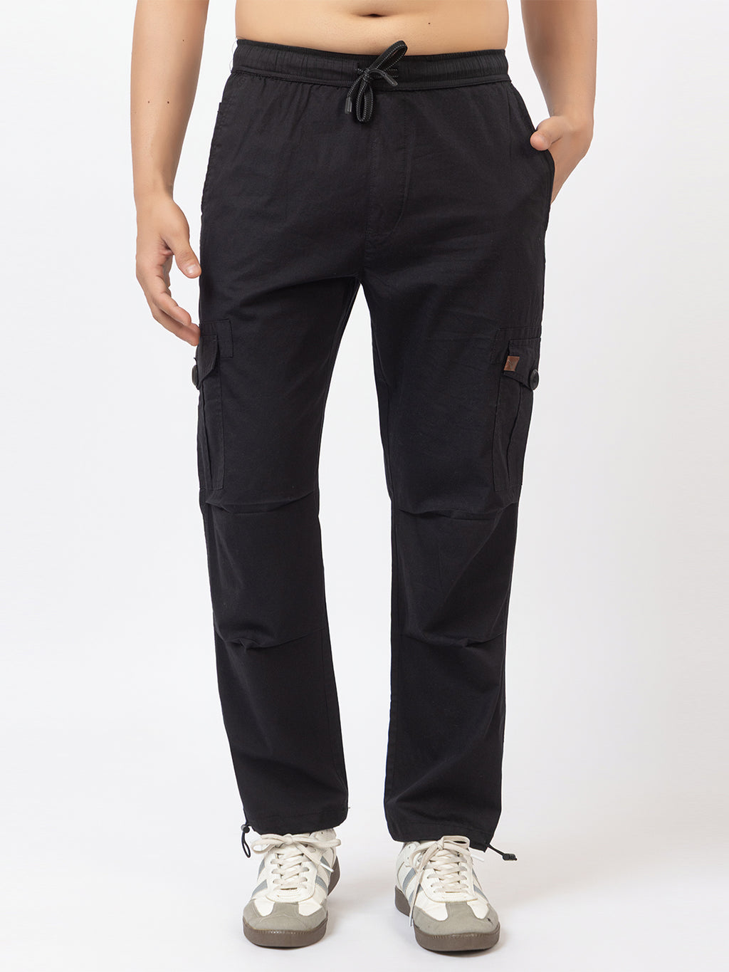 Men's Straight Fit Cargo Pants - Black
