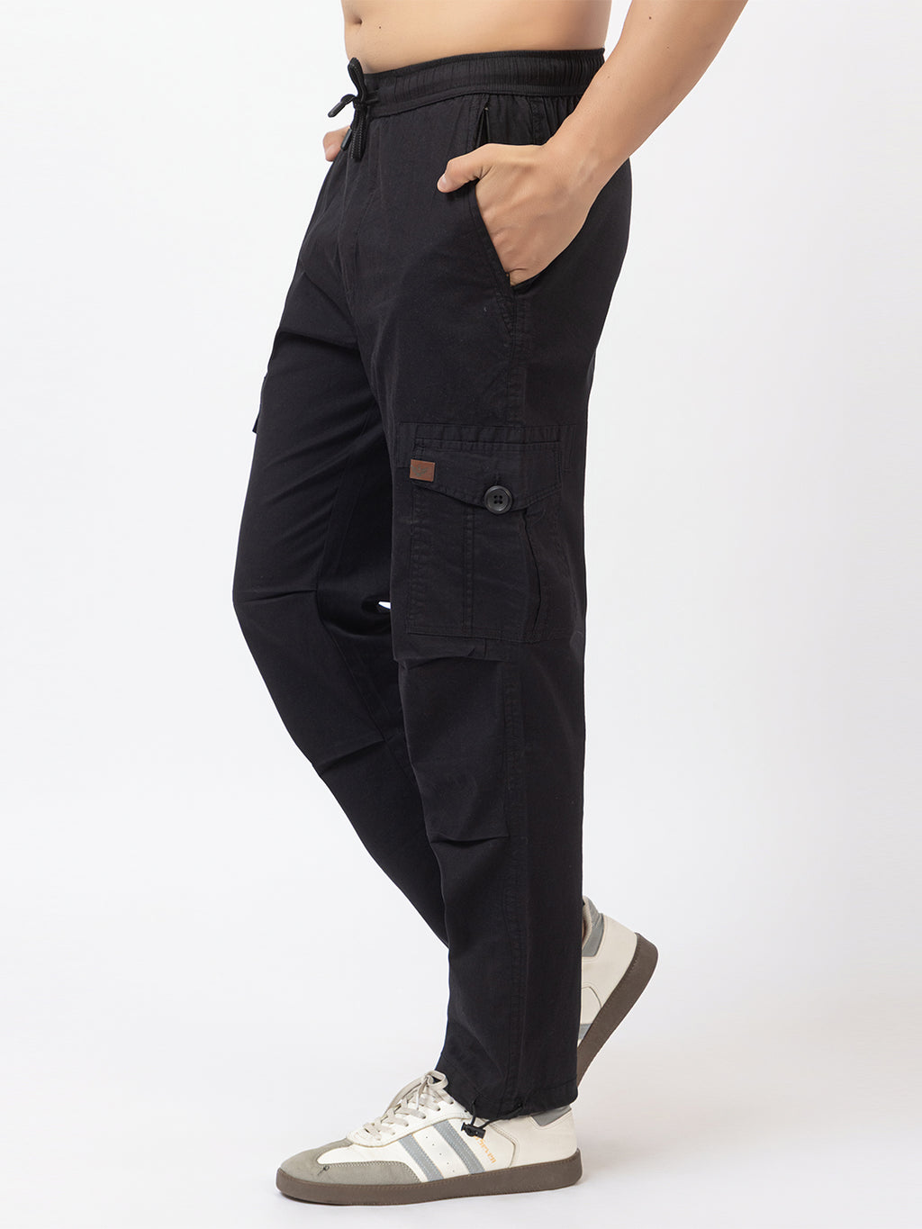 Men's Straight Fit Cargo Pants - Black