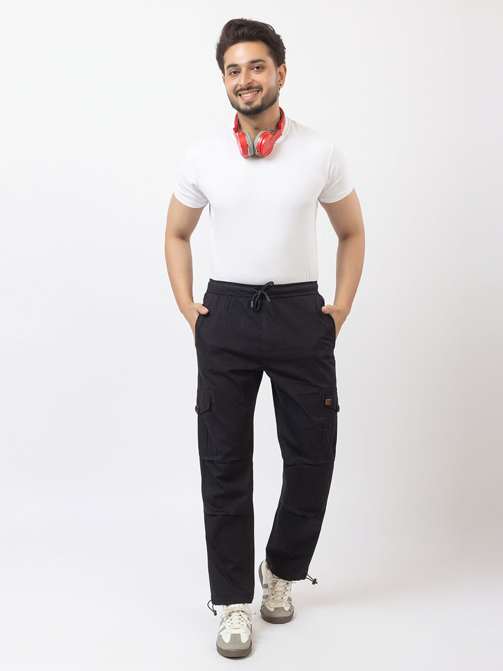 Men's Straight Fit Cargo Pants - Black